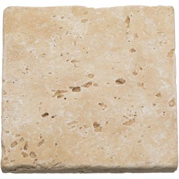 Preview: Porte-savon en travertin, carré, teinte light - beige clair, 10 x 10 cm