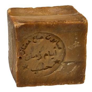 Preview: Original Aleppo-Seife - 20% Lorbeeröl, 100% Natur & vegan - Handgemacht in Syrien - Feuchtigkeitsspendend, antibakteriell, 200g