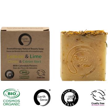 Preview: Handgemachte Bio-Seife - Zitrone & Limette Duft - Palmölfrei, Vegan, 100g, mit 72% kaltgepressten Bio-Ölen - Pflege für Hände, Körper, Haar