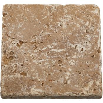 Preview: Porte-savon en travertin, carré, brun foncé, 10 x 10 cm