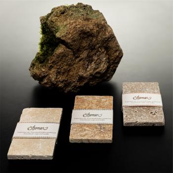 Preview: Porte-savon en travertin, rectangulaire, brun foncé, 14,5 x 7 cm