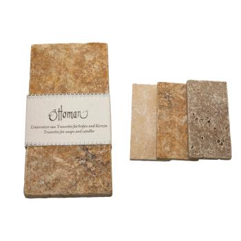 Preview: Porte-savon en travertin, rectangulaire, jaune doré, 14,5 x 7 cm