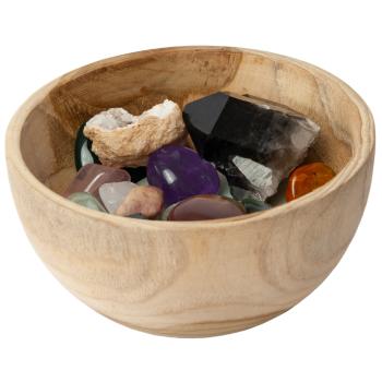 Preview: Runde Teakholz-Schale - Naturbelassenes Design für Snacks & Dekoration - Stabil, langlebig, Unikat, 13x13x6 cm - Edle Holz Deko mit Maserung