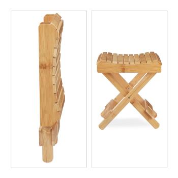 Preview: Practical bamboo stool, foldable, 31.5 x 27.5 x 28.5 cm