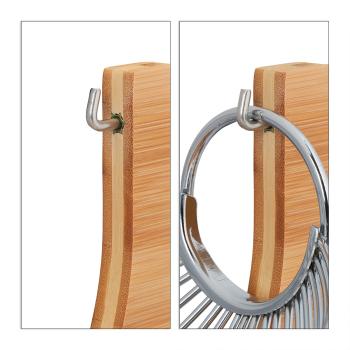 Preview: Modern bamboo stainless steel fruit hammock, 18.5x38x23cm - Design basket for hanging - Noble fruit storage for your home