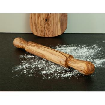 Preview: Nudelholz aus Olivenholz - Wallholz Teigroller 45 cm - antibakteriell-langlebig-robust - ideal zum Backen von Plätzchen Kuchen Pizzateig-Unikat