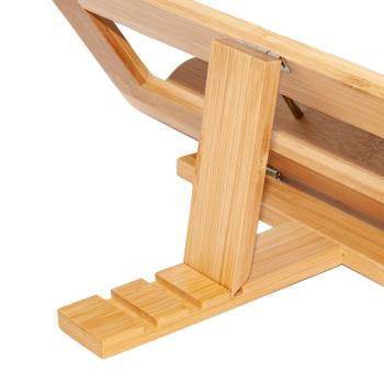 Preview: Cookbook holder made of bamboo and metal, 3 levels adjustable, 24 x 32 x 3.5 cm