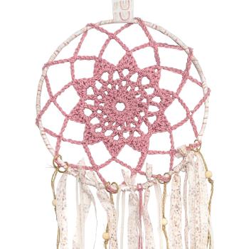 Preview: Traumfänger Bastelset zum Selbermachen - Kreatives Komplett-Set mit Anleitung, Garn, Federn & Holzperlen - Rosa, 60cm - Für Fenster & Deko