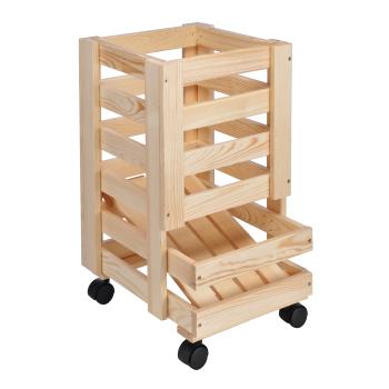 Preview: Pine potato crate, with castors, 30 x 52.5 x 30 cm