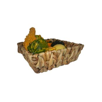 Preview: Aufbewahrungskorb Wasserhyazinthe eckig – geflochten mit Metallverstärkung – 22x7x22 cm braun – für Bad Wohnzimmer Kinderzimmer Kosmetik Bücher