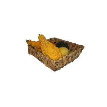 Preview: Aufbewahrungskorb Wasserhyazinthe eckig – geflochten mit Metallverstärkung – 22x7x22 cm braun – für Bad Wohnzimmer Kinderzimmer Kosmetik Bücher