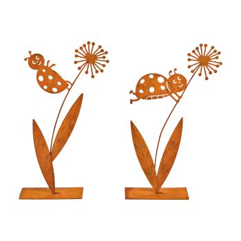 Présentoir Pissenlit en métal, finition rouille, marron, 15 x 23 x 5 cm