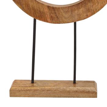 Preview: Ginkgoblatt Aufsteller aus edlem Metall - Dekoration für Wohnräume mit Mangoholz Sockel - Silber-Braun - 28x46x6cm - Handgefertigt