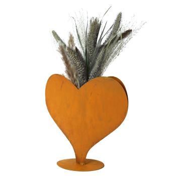 Preview: Metal heart stand, rust finish, brown, 24 x 20 x 12 cm