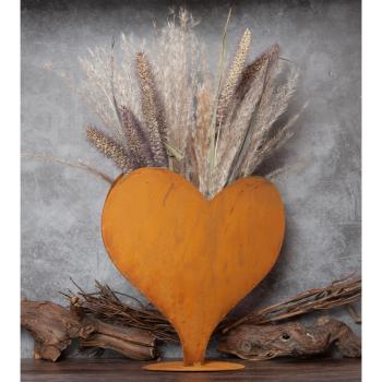 Preview: Metal heart stand, rust finish, brown, 24 x 20 x 12 cm