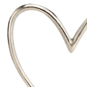 Preview: Metal heart display stand on mango wood base, brown, silver, 19 x 21 x 5 cm