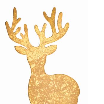 Preview: 2er-Set Gartenstecker Hirsch aus Metall - Goldene Beetstecker zur Dekoration für Garten, Terrasse & Balkon - 13x41cm & 8x27cm - Edel & robust