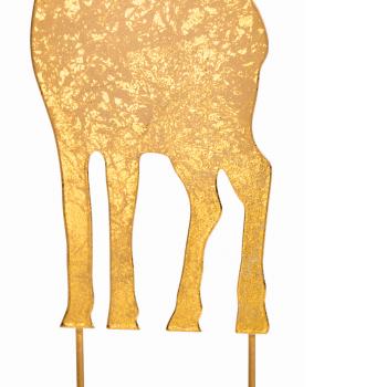 Preview: 2er-Set Gartenstecker Hirsch aus Metall - Goldene Beetstecker zur Dekoration für Garten, Terrasse & Balkon - 13x41cm & 8x27cm - Edel & robust