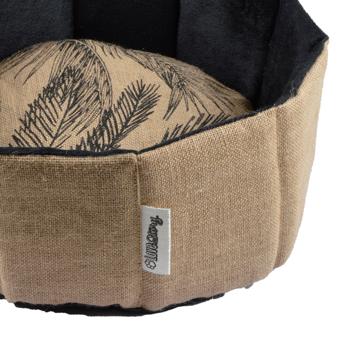 Preview: Cestino rotondo per animali domestici, iuta e poliestere, nero, marrone, 38 x 16 cm