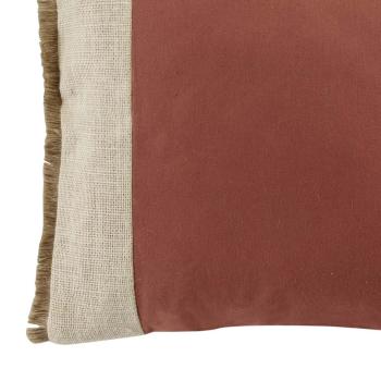 Preview: Coussin en coton et jute, avec franges, rouge rouille, beige, marron, 40 x 40 cm