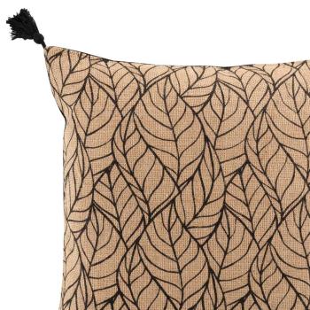 Preview: Housse de coussin en jute et coton, avec pompon, marron, 40 x 40 cm