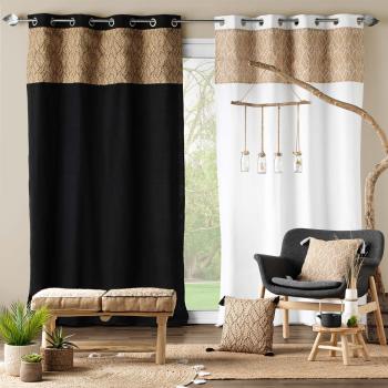 Preview: Housse de coussin en jute et coton, avec pompon, marron, 40 x 40 cm