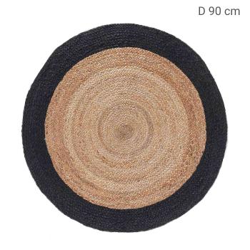 Preview: Tapis rond en jute, noir, beige, Ø 90 cm