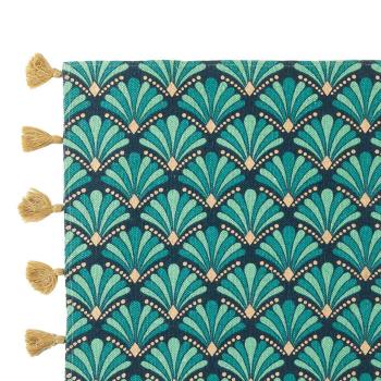 Preview: Tapis rectangulaire à pompon, coton, imprimé multicolore, 50 x 80 cm