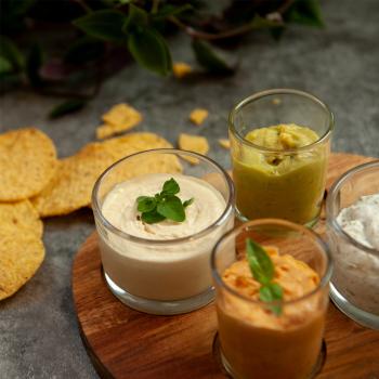 Preview: Plateau de service avec 4 verres à dip, plateau de service apéro