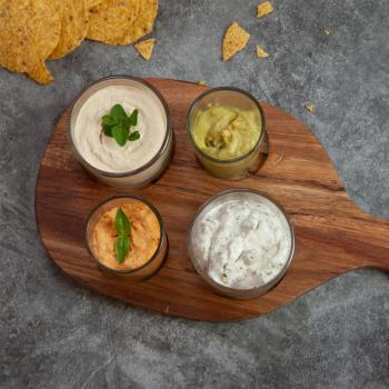 Preview: Plateau de service avec 4 verres à dip, plateau de service apéro