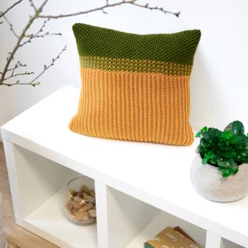 Preview: Kit de tricot housse de coussin, laine en polyester et polyacrylique recyclés, instructions