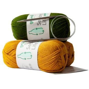 Preview: Kit de tricot housse de coussin, laine en polyester et polyacrylique recyclés, instructions
