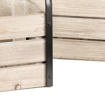 Preview: Dekokisten-Set 2-teilig - Industrie-Stil Holzboxen mit Metallgriffen & Zink-Elementen - Aufbewahrung für Wohnzimmer Bad Kinderzimmer - Natur/Silber MDF/Metall