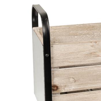 Preview: Dekokisten-Set 2-teilig - Industrie-Stil Holzboxen mit Metallgriffen & Zink-Elementen - Aufbewahrung für Wohnzimmer Bad Kinderzimmer - Natur/Silber MDF/Metall