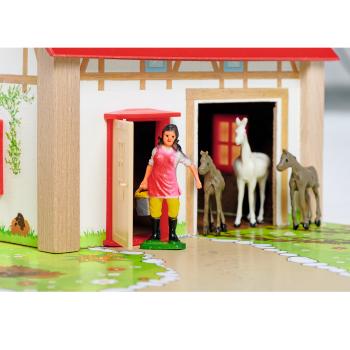 Preview: ferme en bois de 20 pièces, avec 2 bâtiments, plateau de jeu, figurines, animaux, clôtures