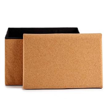 Preview: Foldable cork storage box – decorative box with lid & 2 compartments for more order & space – brown, 36 × 36 × 72 cm – stylish decoration