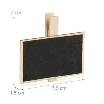 Preview: lot de 20 tableaux en bois avec pince, mini tableaux à craie comme porte-plantes & porte-noms