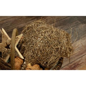 Preview: Trockenblumen-Dekoration Herzform aus Trockengras - Goldener Glitter für Wand & Tisch - Extravaganter Natur-Look zum Aufhängen/Legen - 25 cm Länge