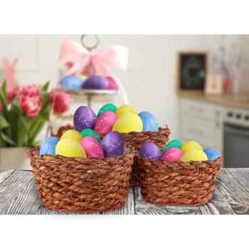 Preview: set de 3 pots naturels en herbe tressée, cache-pots avec film intérieur, rouge rouille