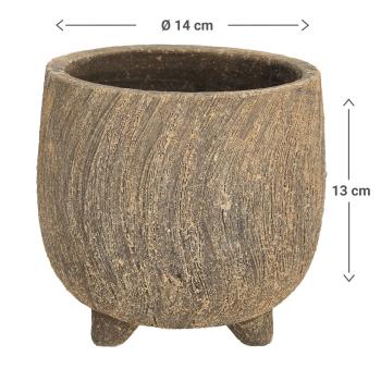 Preview: Ceramic flower pot, ceramic bowl with fine 3D design, anthracite, 14 x 13 cm