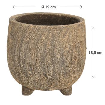 Preview: Ceramic flower pot, ceramic bowl with fine 3D design, anthracite, 19.5 x 18.5 cm