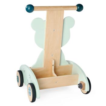 Preview: Deambulatore in legno di betulla naturale, design panda - simpatico carrello a spinta, 34x40x52 cm, stabile girello per bambini