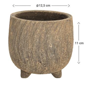 Preview: 2er-Set Keramik Blumentöpfe - Edles 3D-Muster & 3 Standfüsse - Anthrazit, Ø 12,5 x 11 cm - Ideal für Pflanzen, Deko & Kosmetik