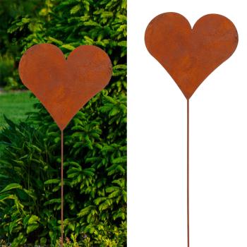Preview: Garden plug heart made of zinc, bed plug in rust optics for the garden, 42 cm