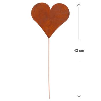 Preview: Garden plug heart made of zinc, bed plug in rust optics for the garden, 42 cm