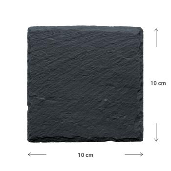 Preview: 4er-Set Schiefer-Untersetzer - Edle, quadratische Glasuntersetzer anthrazit - 10x10cm - Robust, stabil, hitzebeständig - Schutz für Ess- & Couchtisch