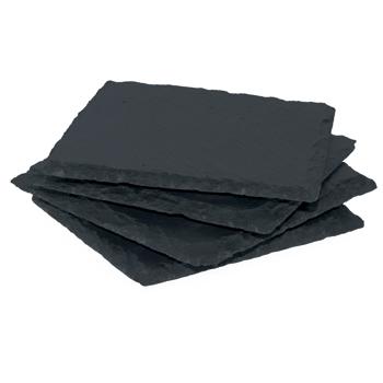 Preview: 8er-Set Schiefer-Untersetzer - Edle, quadratische Glasuntersetzer anthrazit - Für Gläser, Tassen, Flaschen - 10x10cm - Robust, stabil, hitzebeständig
