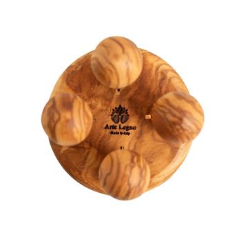 Preview: Käsemesser Set 5-teilig aus Olivenholz - Mit dekorativem Ständer für alle Käsesorten - Handgefertigt in Italien - 9x9x16cm - Ideal als Geschenk