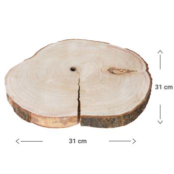 Preview: 4er-Set Holzscheiben Untersetzer - Naturrand Baumstamm Design Dekoration - Unikat 31x31x3cm braun - Kratzschutz für Tisch & Boden