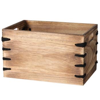 Preview: 3er-Set Holzkisten Paulownia Holz braun - Vintage-Design Deko & Aufbewahrung - 26x16x16 / 30x20x18 / 34x24x20 cm - Grifföffnungen & Verzierung